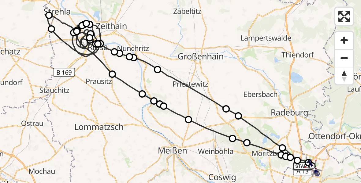 Flugroute Polizeihubschrauber Dresden Flughafen - Dresden, 11 Juni 2026, 19:53