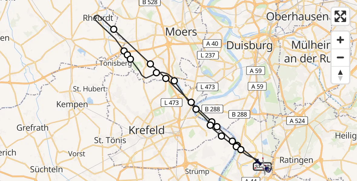 Flugroute Polizeihubschrauber Düsseldorf Flughafen - Düsseldorf Flughafen, 11 Juni 2026, 20:36