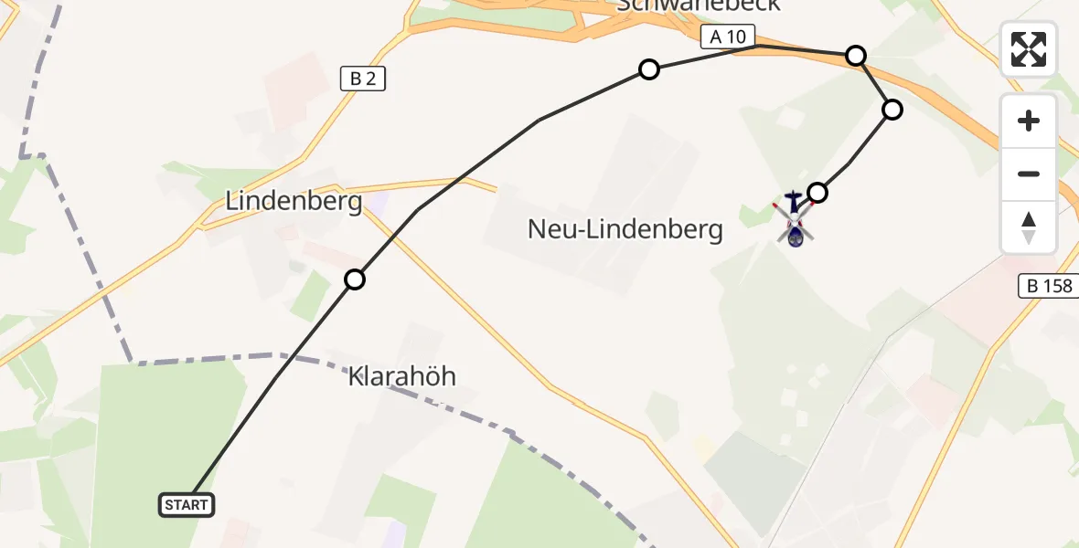 Flugroute Polizeihubschrauber Berlin - Ahrensfelde Hubschrauberlandeplatz, 12 Juni 2026, 01:08
