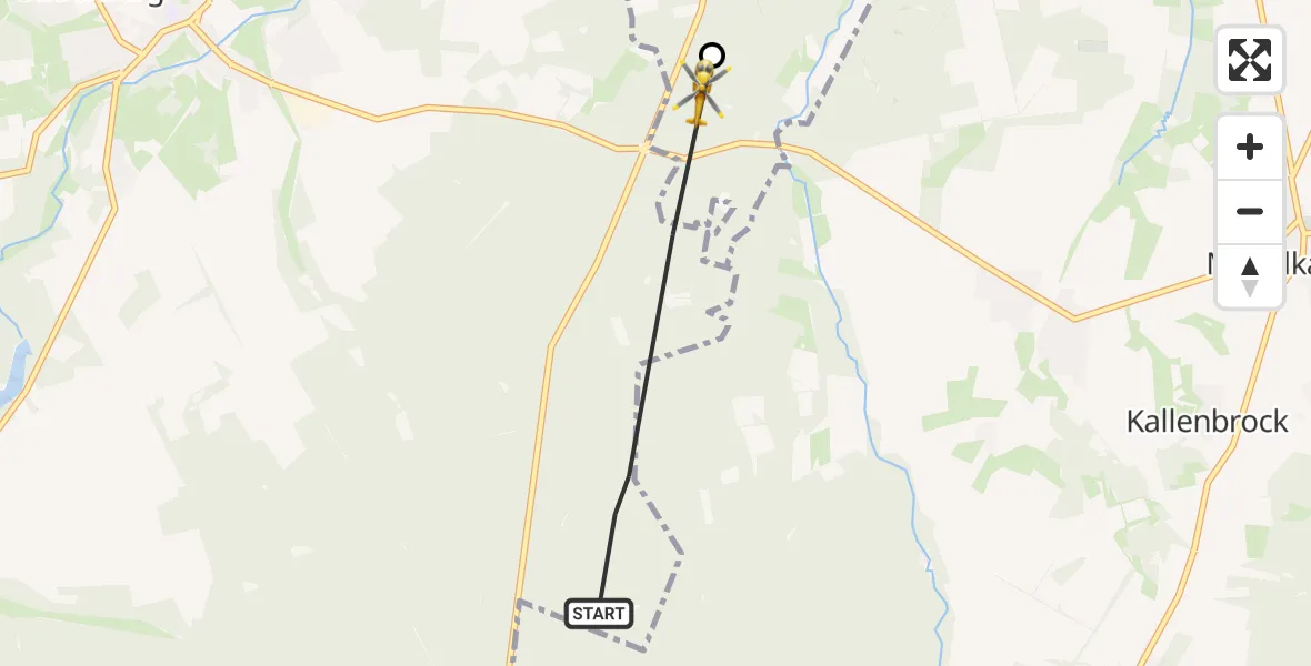 Flugroute Rettungshubschrauber Suderburg - Uelzen, 12 Juni 2026, 06:31