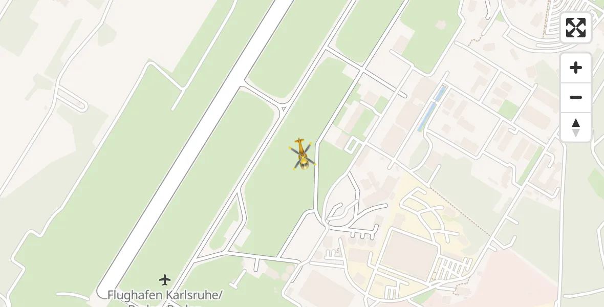 Flugroute Rettungshubschrauber Karlsruhe Baden-Baden Flughafen - Karlsruhe Baden-Baden Flughafen, 12 Juni 2026, 07:14