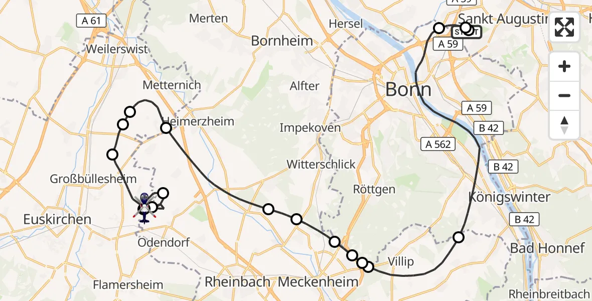 Flugroute Polizeihubschrauber Sankt Augustin - Euskirchen, 12 Juni 2026, 07:25