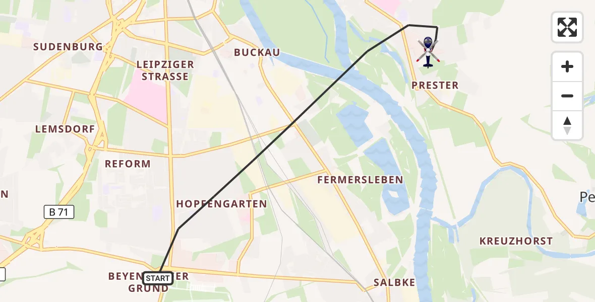 Flugroute Polizeihubschrauber Magdeburg - Magdeburg, 12 Juni 2026, 08:10