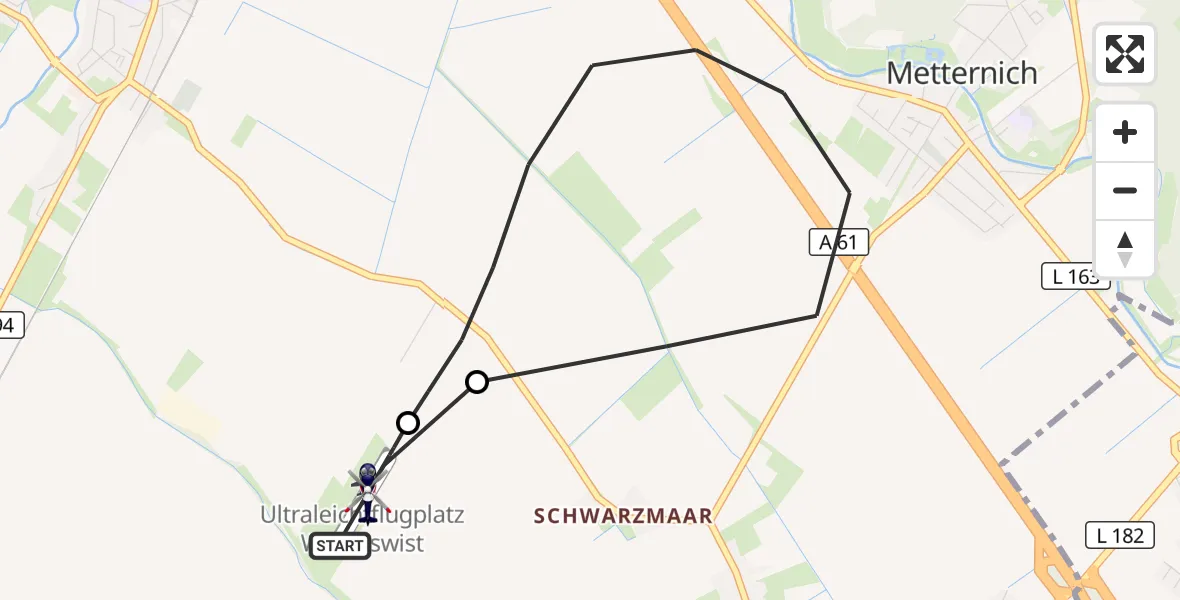 Flugroute Polizeihubschrauber Weilerswist UL - Weilerswist UL, 12 Juni 2026, 08:19