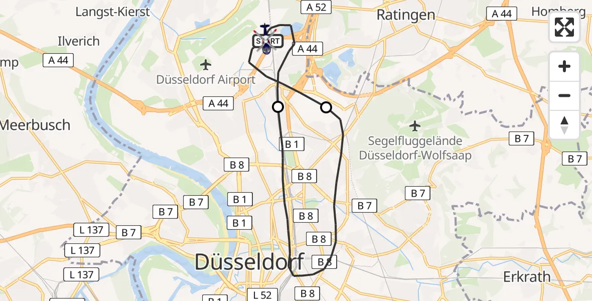 Flugroute Polizeihubschrauber Düsseldorf Flughafen - Düsseldorf Flughafen, 12 Juni 2026, 08:26
