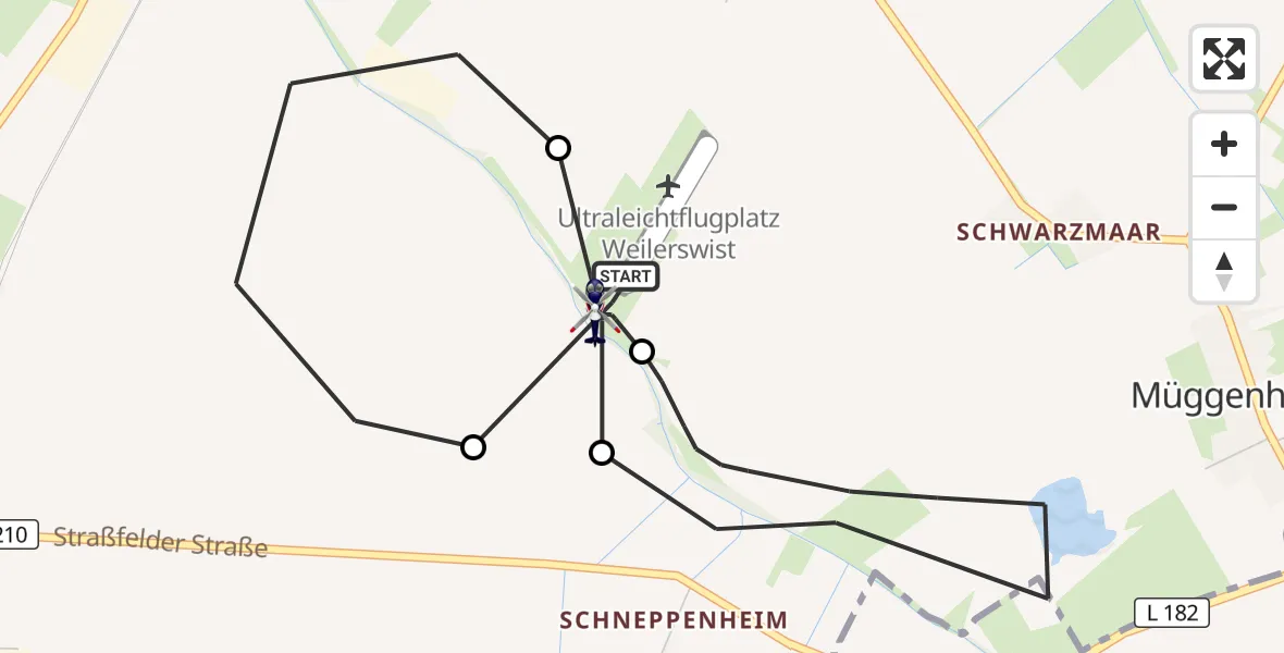 Flugroute Polizeihubschrauber Weilerswist UL - Weilerswist UL, 12 Juni 2026, 08:35