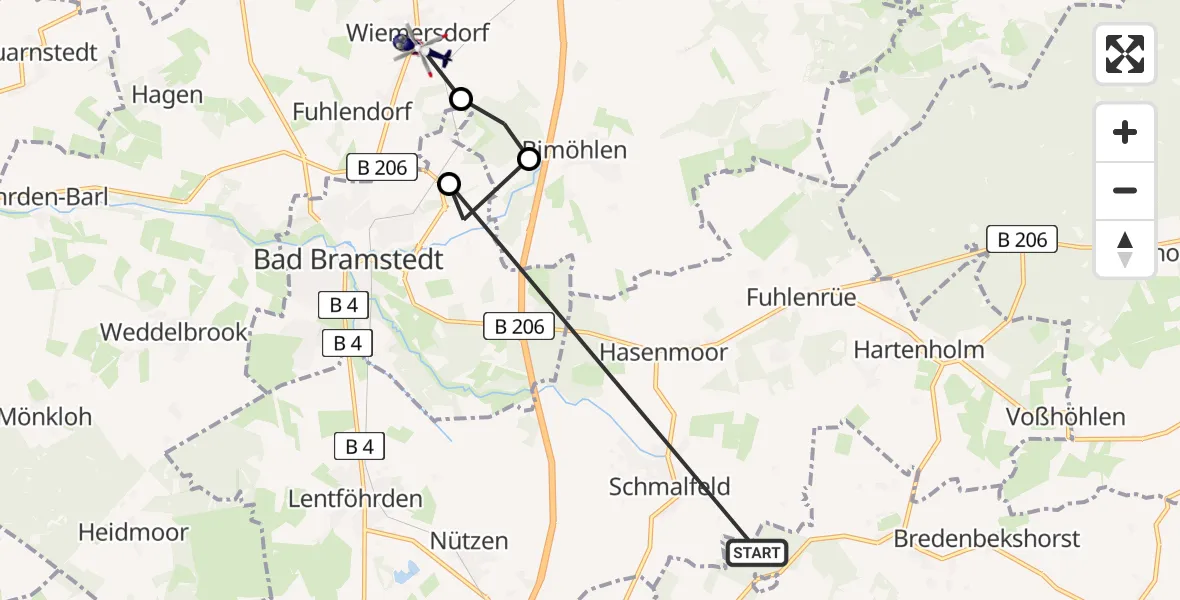 Flugroute Polizeihubschrauber Kattendorf - Wiemersdorf, 12 Juni 2026, 09:19