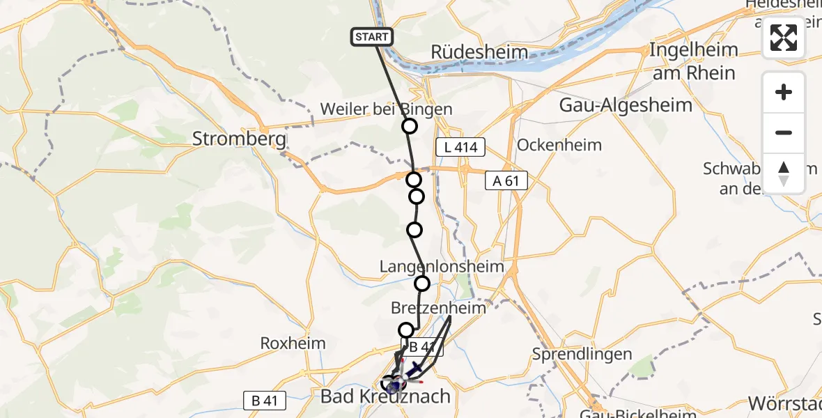 Flugroute Polizeihubschrauber Weiler bei Bingen - Bad Kreuznach, 12 Juni 2026, 10:29