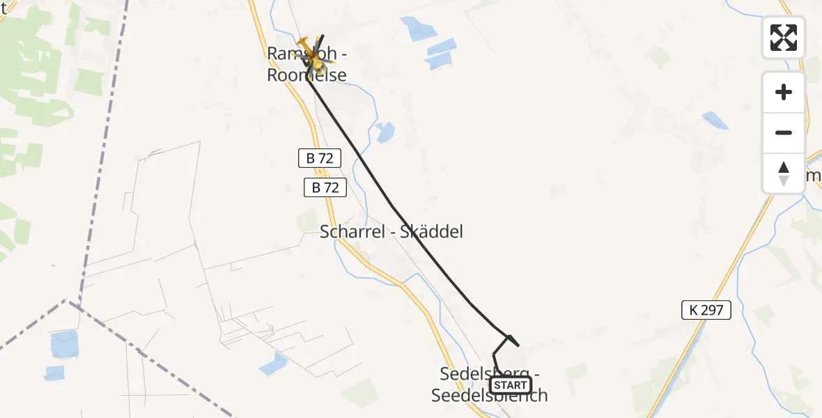 Flugroute Rettungshubschrauber Saterland - Saterland, 12 Juni 2026, 10:54
