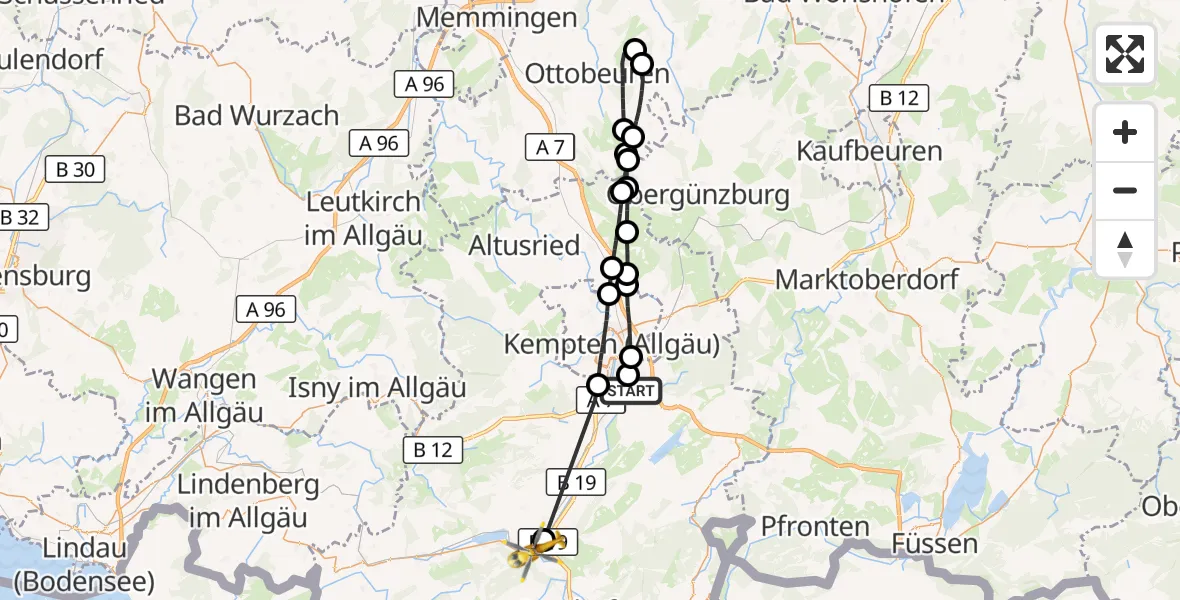 Flugroute Rettungshubschrauber Kempten-Durach Flugplatz - Immenstadt i.Allgäu, 12 Juni 2026, 11:17