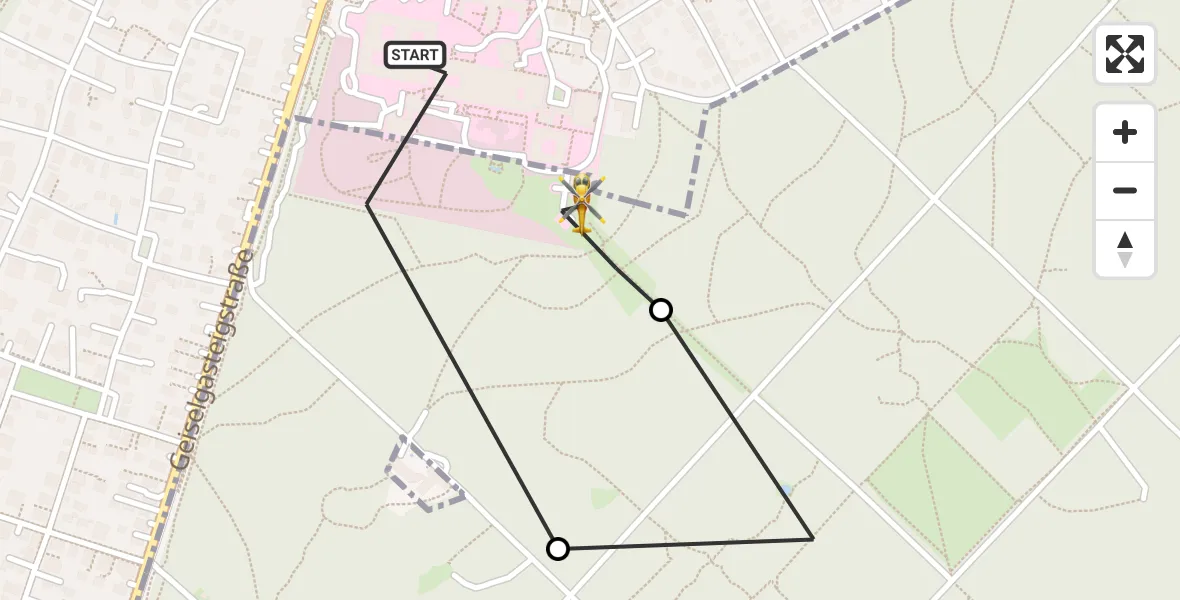 Flugroute Rettungshubschrauber ADAC Air Rescue Center Hubschrauberlandeplatz (Christoph 1) - ADAC Air Rescue Center Hubschrauberlandeplatz (Christoph 1), 12 Juni 2026, 11:51
