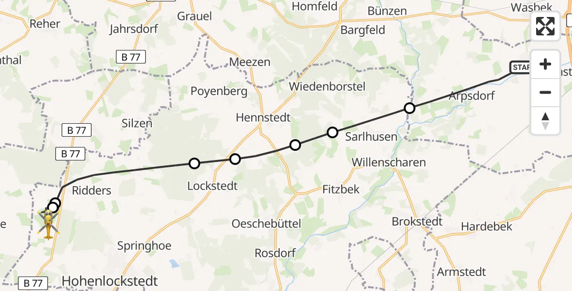 Flugroute Rettungshubschrauber Ehndorf - Itzehoe Hungriger Wolf Flugplatz, 12 Juni 2026, 12:15
