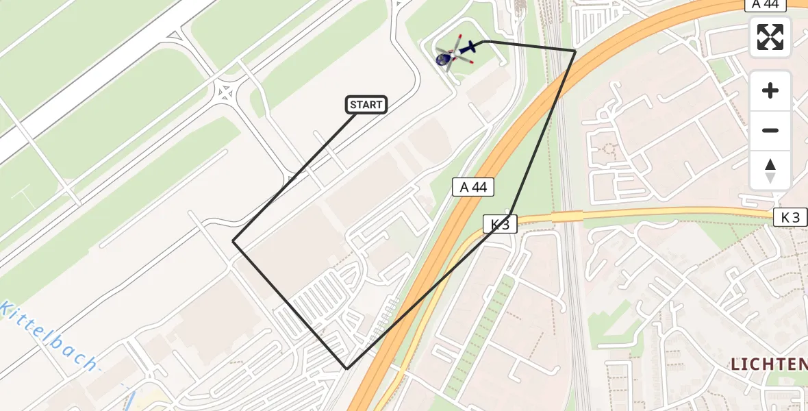 Flugroute Polizeihubschrauber Düsseldorf Flughafen - Düsseldorf Flughafen, 12 Juni 2026, 13:26