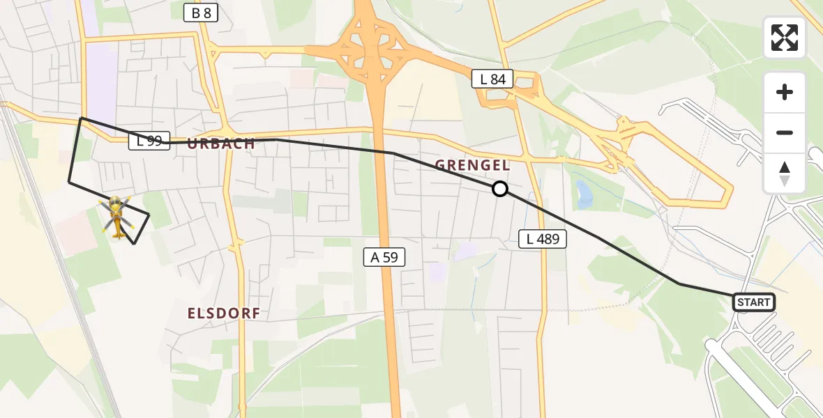 Flugroute Rettungshubschrauber Köln Bonn Flughafen - Köln, 12 Juni 2026, 14:34