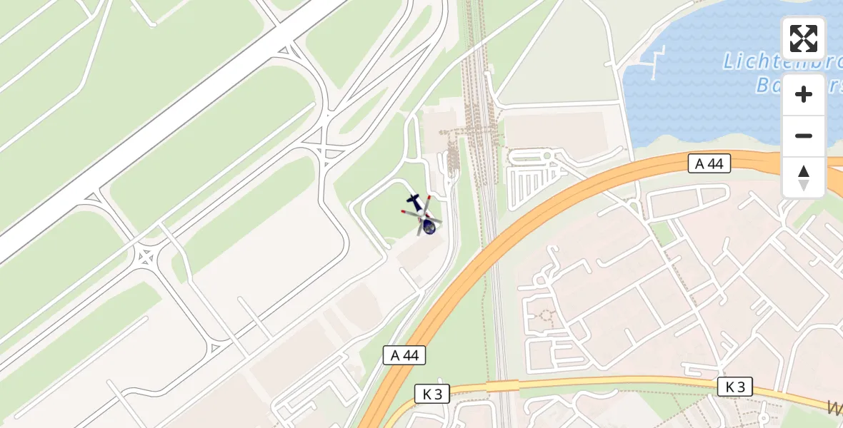 Flugroute Polizeihubschrauber Düsseldorf Flughafen - Düsseldorf Flughafen, 12 Juni 2026, 14:50