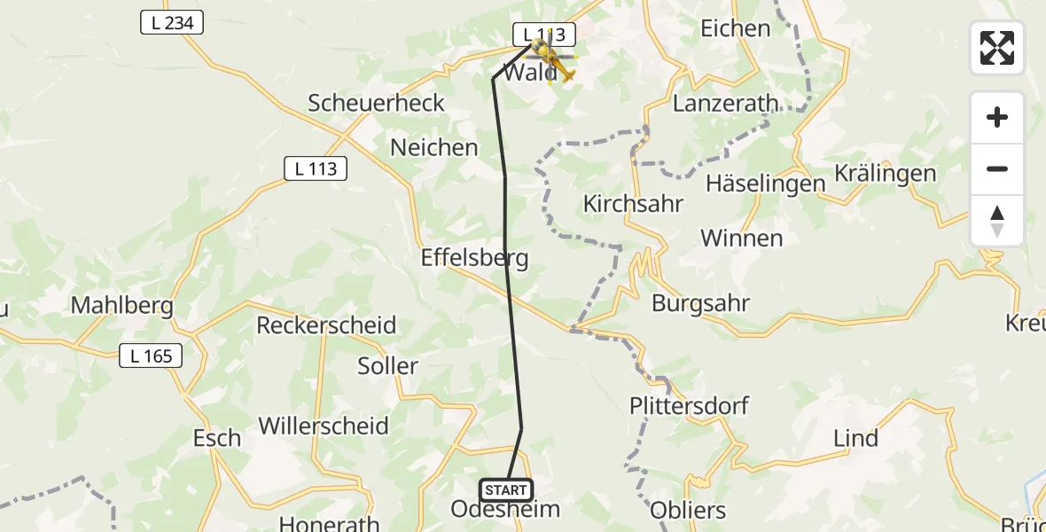 Flugroute Ambulanzhubschrauber Bad Münstereifel - Bad Münstereifel, 12 Juni 2026, 17:22