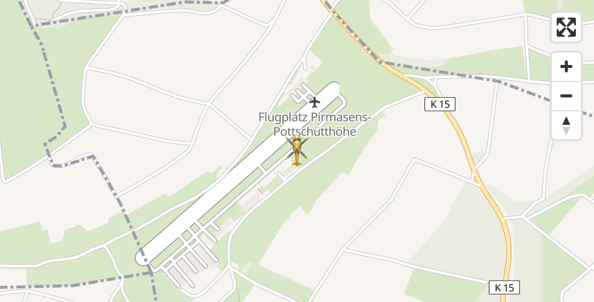 Flugroute Rettungshubschrauber Pirmasens-Pottschütthöhe Flugplatz - Pirmasens-Pottschütthöhe Flugplatz, 12 Juni 2026, 18:10