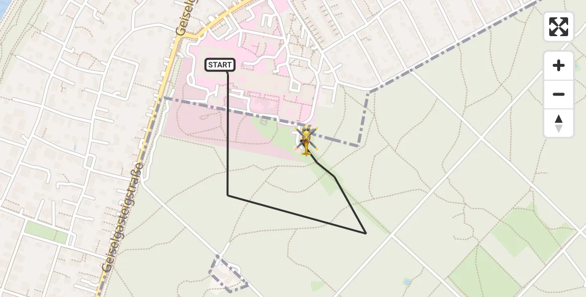 Flugroute Rettungshubschrauber ADAC Air Rescue Center Hubschrauberlandeplatz (Christoph 1) - ADAC Air Rescue Center Hubschrauberlandeplatz (Christoph 1), 12 Juni 2026, 18:14