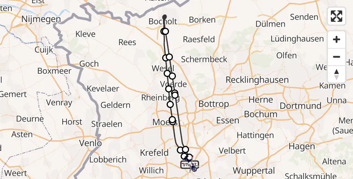 Flugroute Polizeihubschrauber Düsseldorf Flughafen - Düsseldorf Flughafen, 12 Juni 2026, 23:14