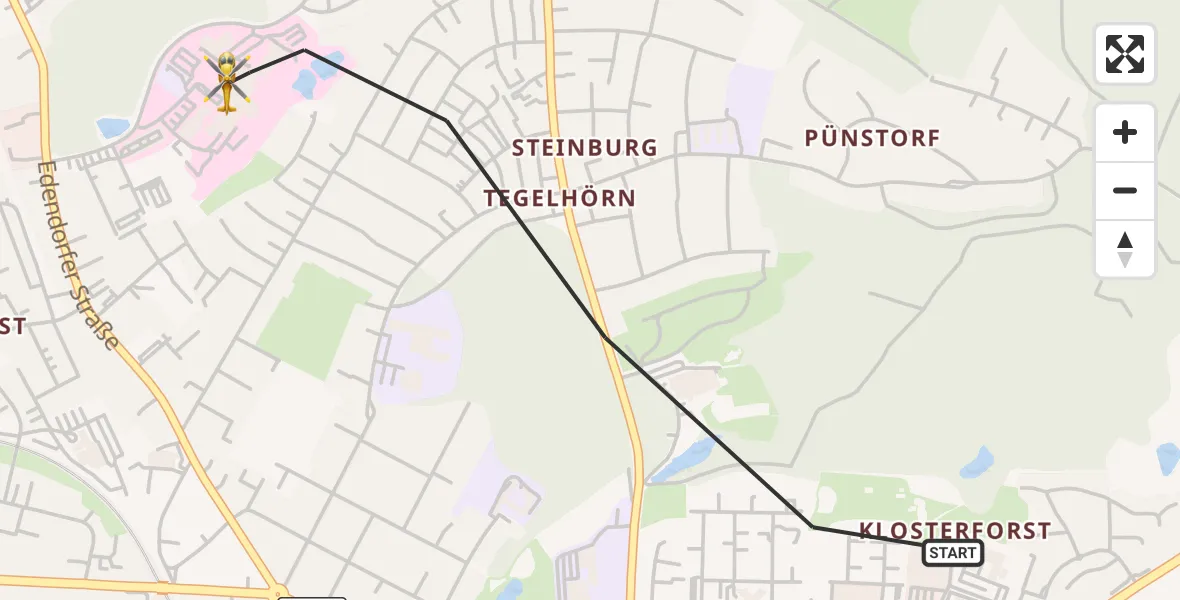 Flugroute Rettungshubschrauber Itzehoe - Itzehoe, 13 Juni 2026, 09:44
