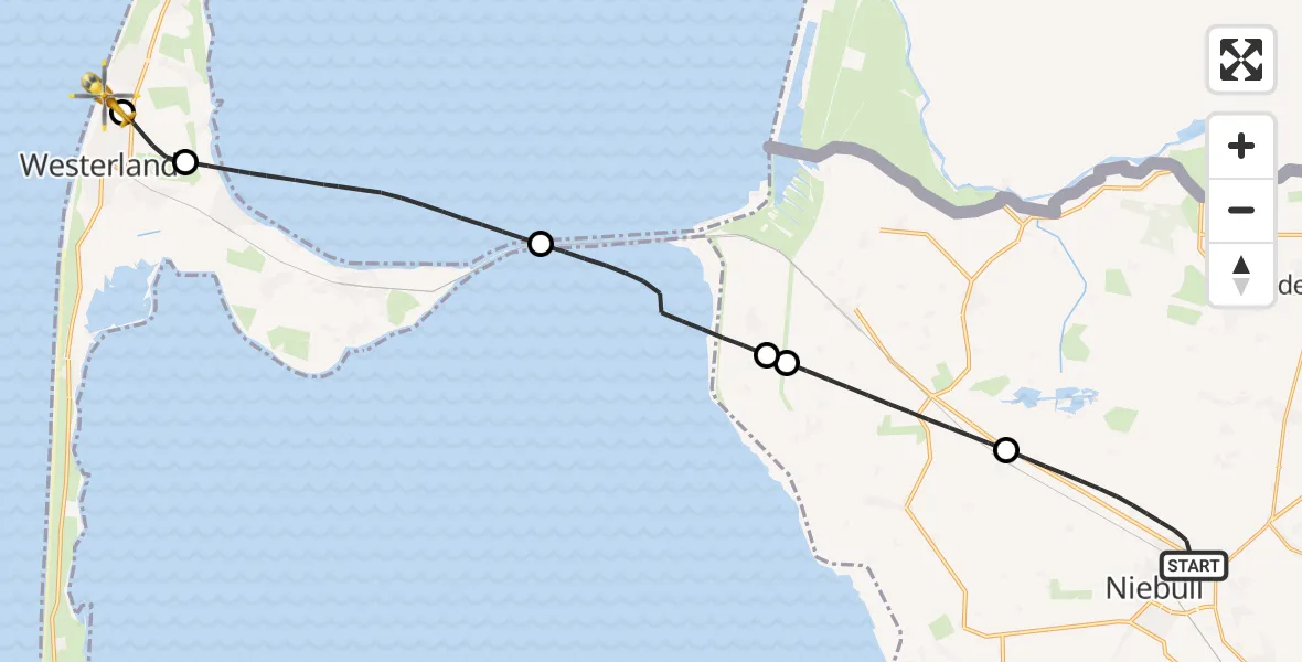 Flugroute Rettungshubschrauber Niebüll - Sylt, 13 Juni 2026, 11:04