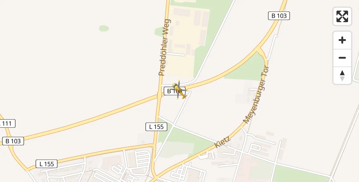 Flugroute Rettungshubschrauber Pritzwalk - Pritzwalk, 13 Juni 2026, 11:27