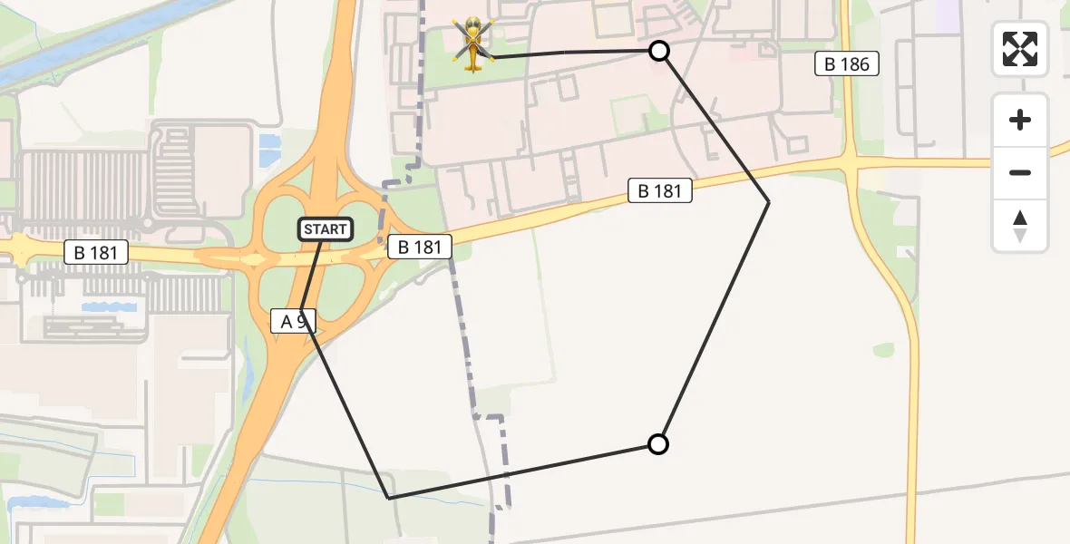 Flugroute Rettungshubschrauber Leuna - ADAC Air Rescue Station Leipzig/Schkeuditz-Dölzig Hubschrauberlandeplatz (Christoph 61), 13 Juni 2026, 12:35