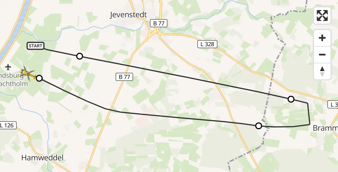 Flugroute Ambulanzhubschrauber Hörsten - Hörsten, 13 Juni 2026, 13:24