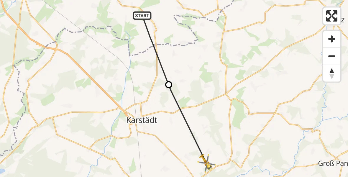 Flugroute Rettungshubschrauber Dambeck - Perleberg, 13 Juni 2026, 13:48
