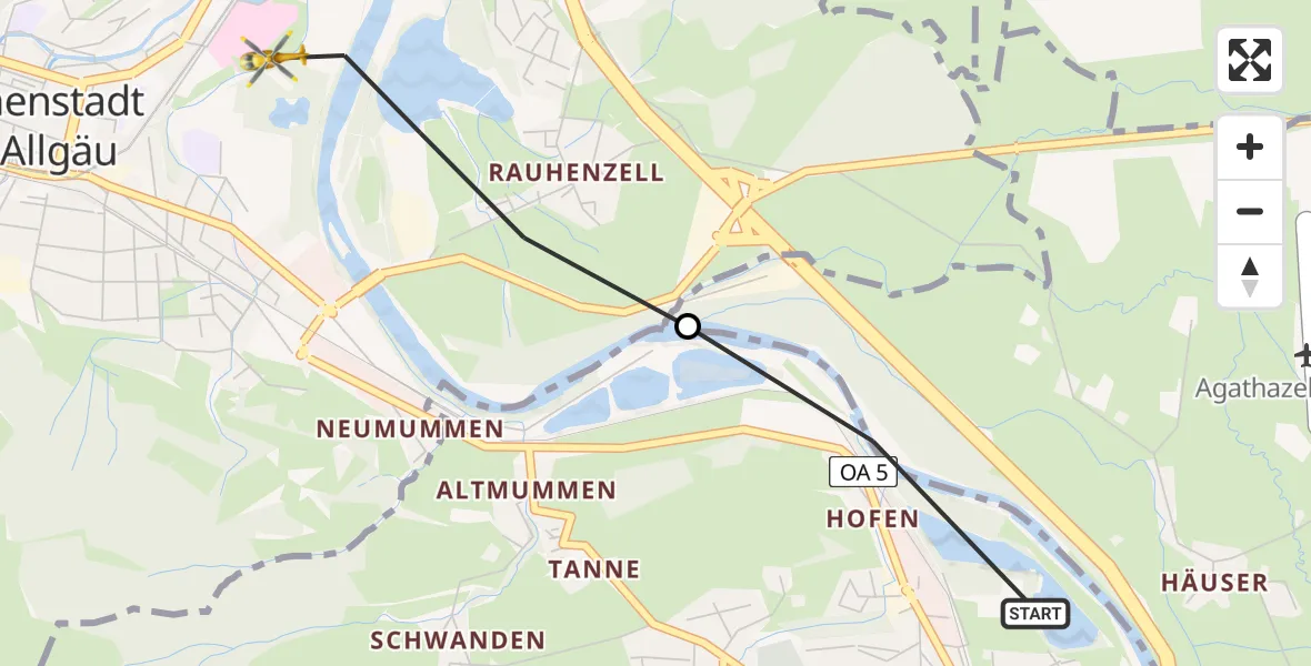 Flugroute Rettungshubschrauber Blaichach - Immenstadt i.Allgäu, 13 Juni 2026, 15:35