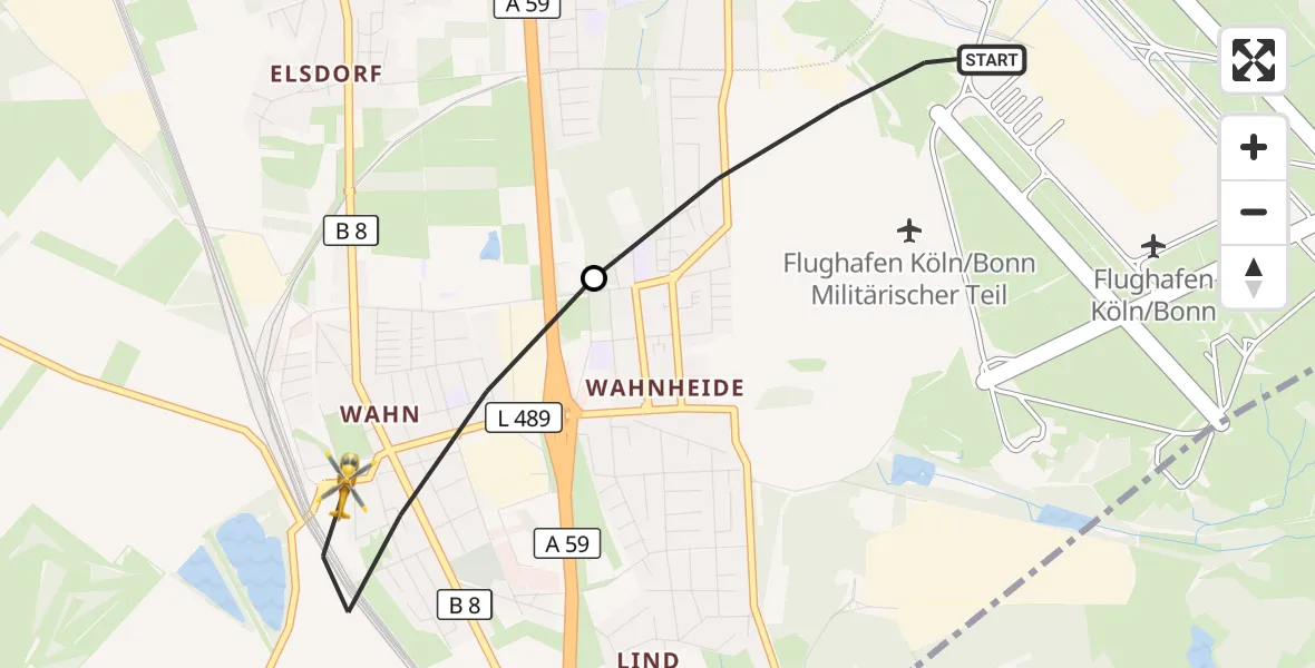 Flugroute Rettungshubschrauber Köln Bonn Flughafen - Köln, 13 Juni 2026, 15:51