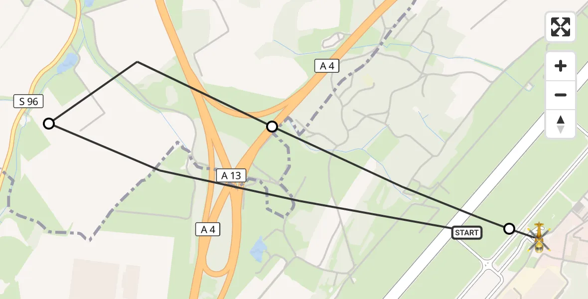 Flugroute Rettungshubschrauber Dresden Flughafen - Dresden Bundespolizei Hubschrauberlandeplatz, 13 Juni 2026, 16:41
