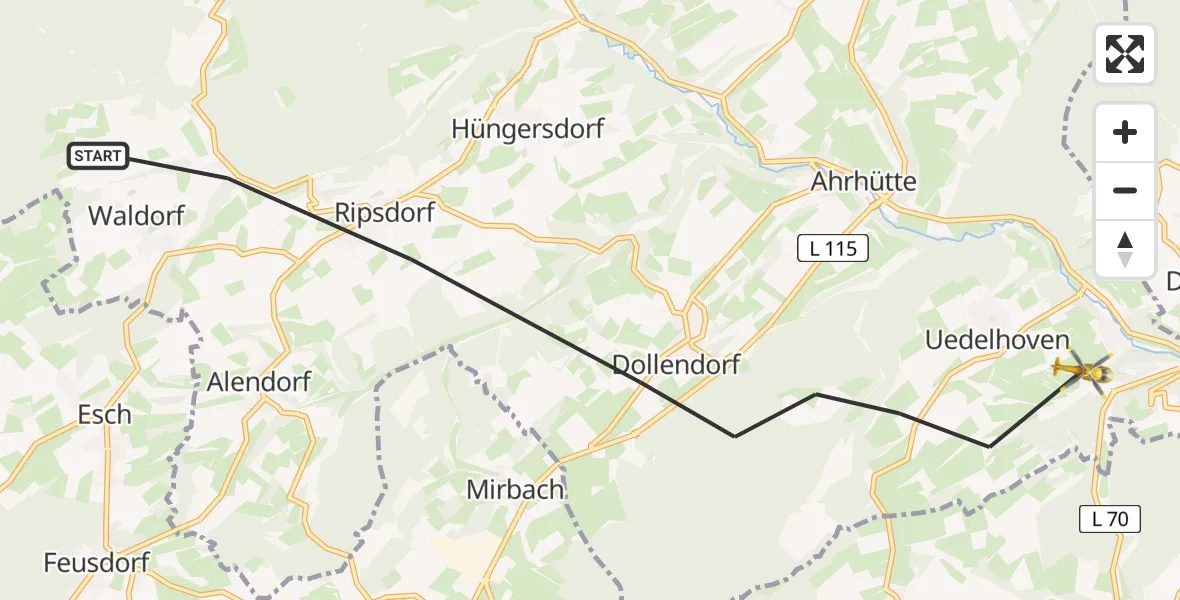 Flugroute Ambulanzhubschrauber Blankenheim - Blankenheim, 13 Juni 2026, 17:24