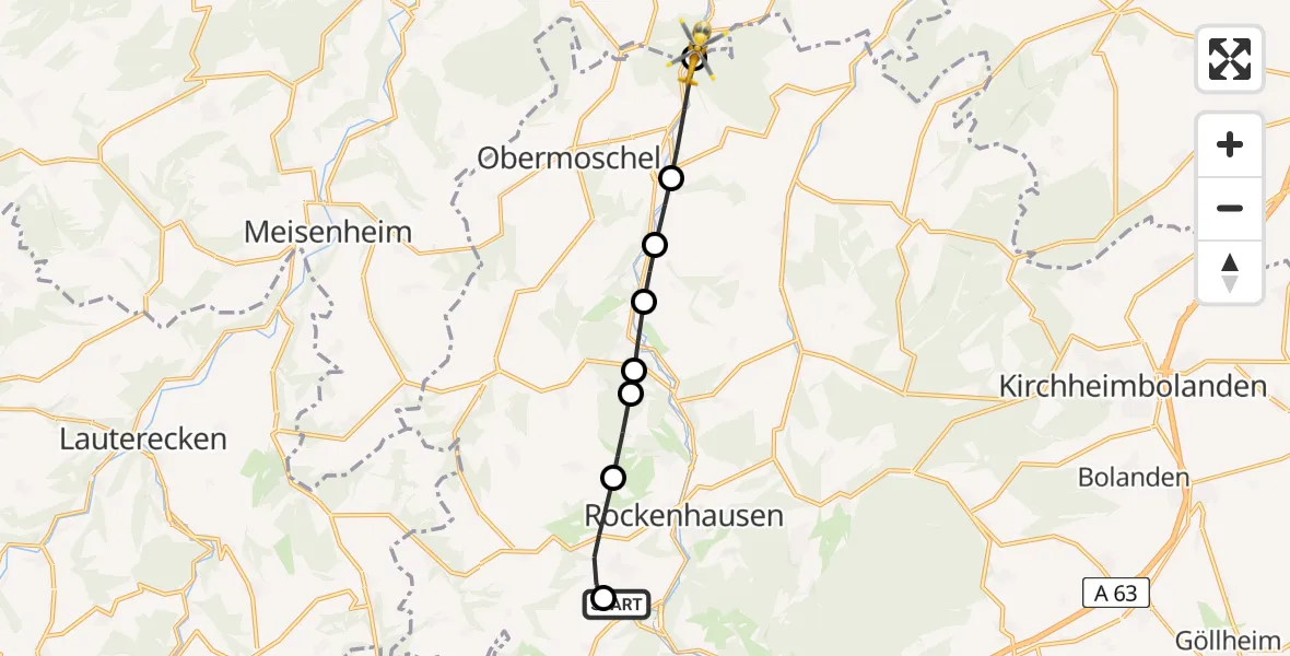 Flugroute Rettungshubschrauber Imsweiler UL - Hochstätten, 13 Juni 2026, 17:47