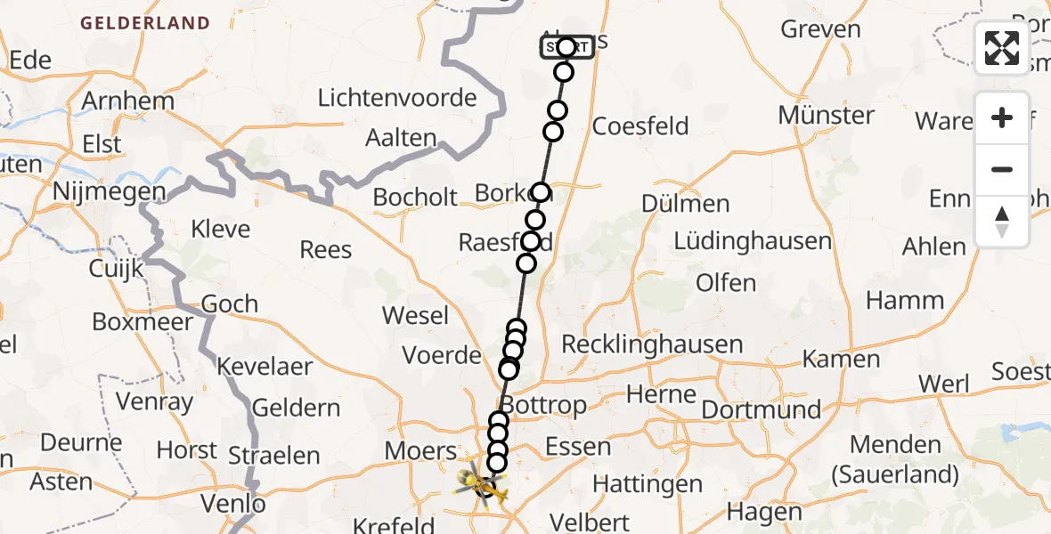 Flugroute Ambulanzhubschrauber Sankt Marien Hospital Ahaus - Sana Clinic Duisburg Hubschrauberlandeplatz, 13 Juni 2026, 18:01
