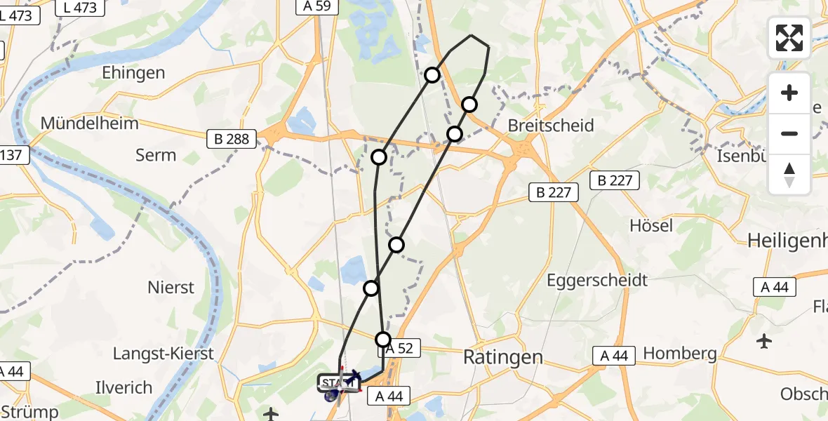 Flugroute Polizeihubschrauber Düsseldorf Flughafen - Düsseldorf Flughafen, 13 Juni 2026, 18:25