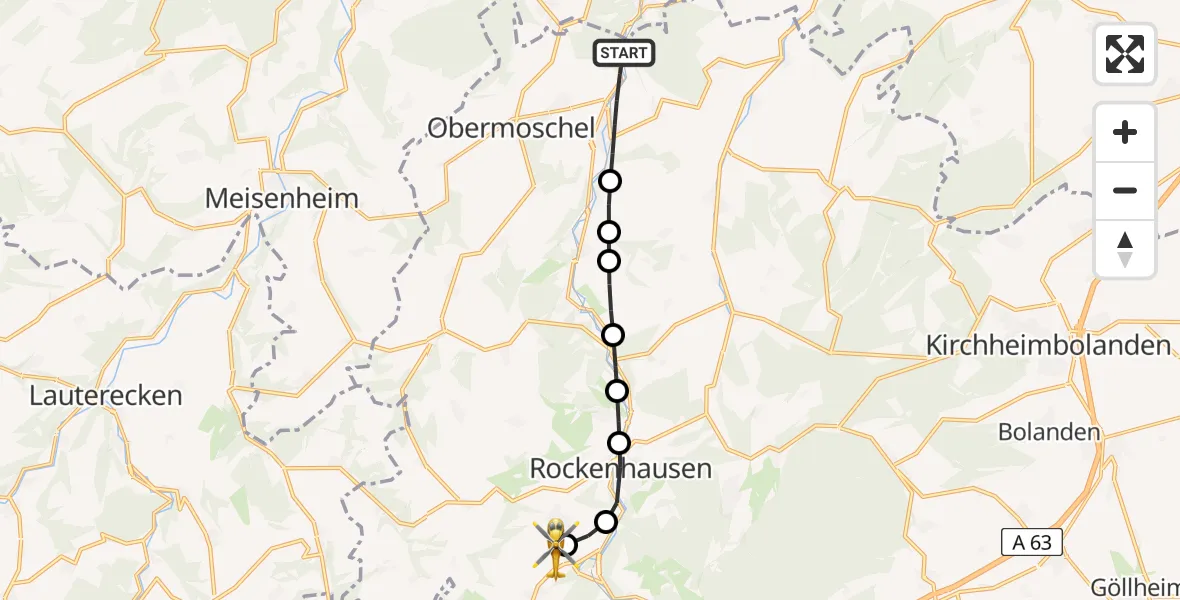 Flugroute Rettungshubschrauber Alsenz - Imsweiler UL, 13 Juni 2026, 18:35