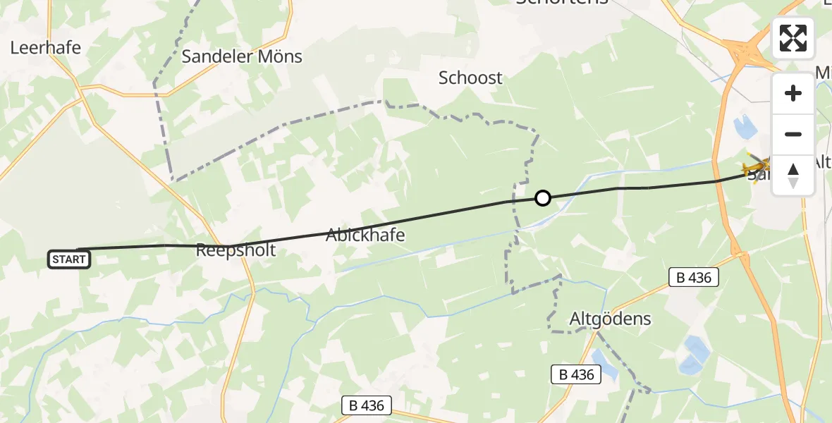 Flugroute Rettungshubschrauber Friedeburg - Sande, 13 Juni 2026, 18:41