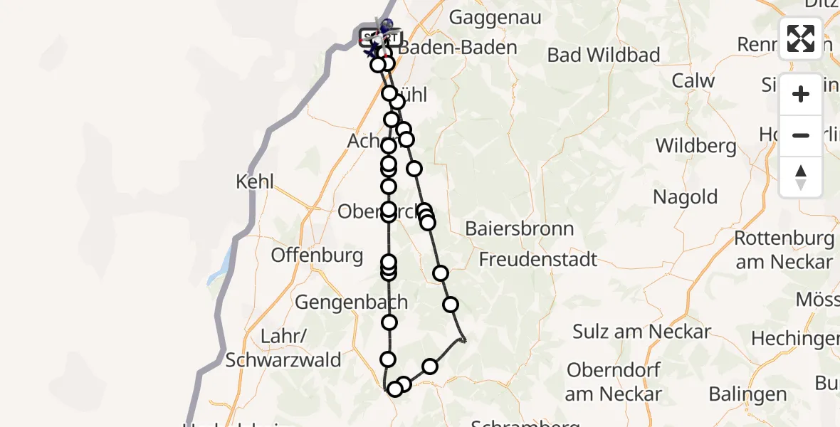 Flugroute Polizeihubschrauber Karlsruhe Baden-Baden Flughafen - Karlsruhe Baden-Baden Flughafen, 13 Juni 2026, 20:06