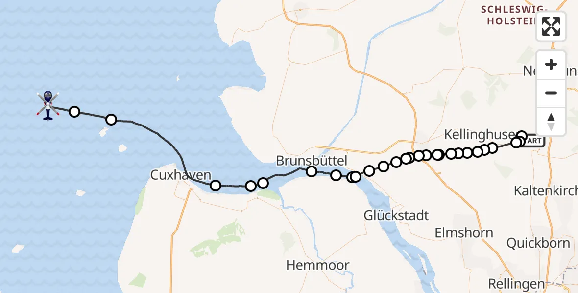 Flugroute Polizeihubschrauber Fuhlendorf - Hamburg, 14 Juni 2026, 08:03