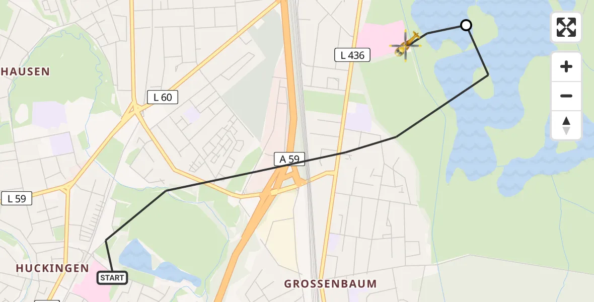Flugroute Rettungshubschrauber Duisburg - Duisburg Air Rescue Hubschrauberlandeplatz (Christoph 9), 14 Juni 2026, 08:53