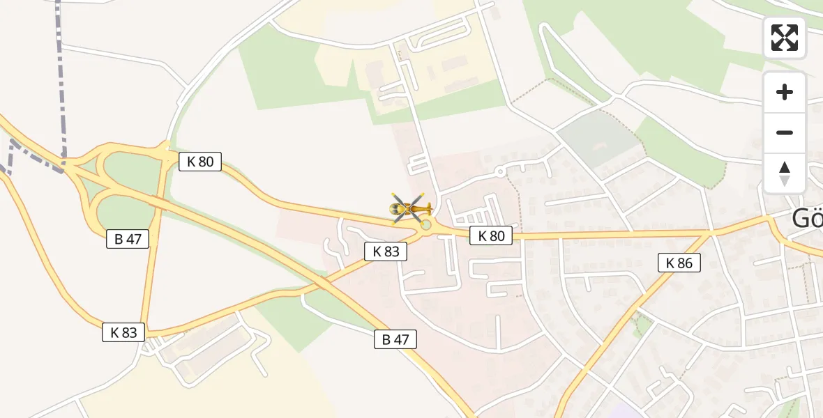 Flugroute Rettungshubschrauber Göllheim - Göllheim, 14 Juni 2026, 09:00
