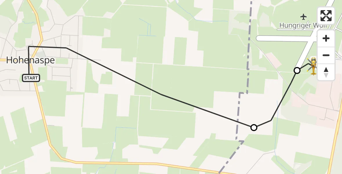 Flugroute Rettungshubschrauber Hohenaspe - Itzehoe Hungriger Wolf Flugplatz, 14 Juni 2026, 09:08