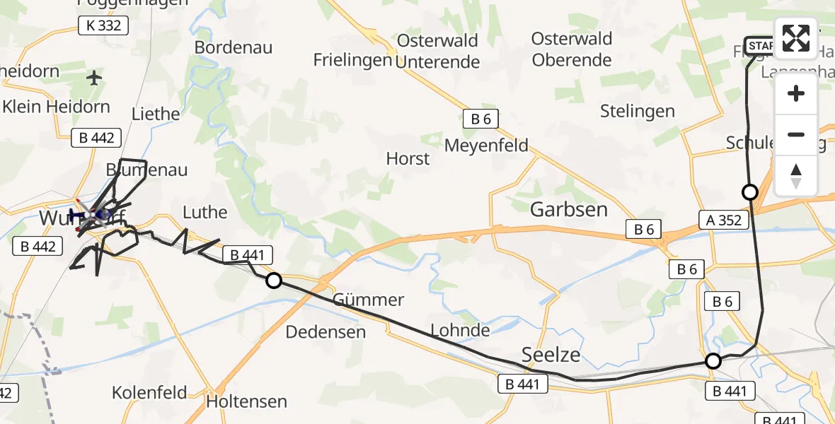 Flugroute Polizeihubschrauber Flughafen Hannover - Wunstorf, 14 Juni 2026, 10:31