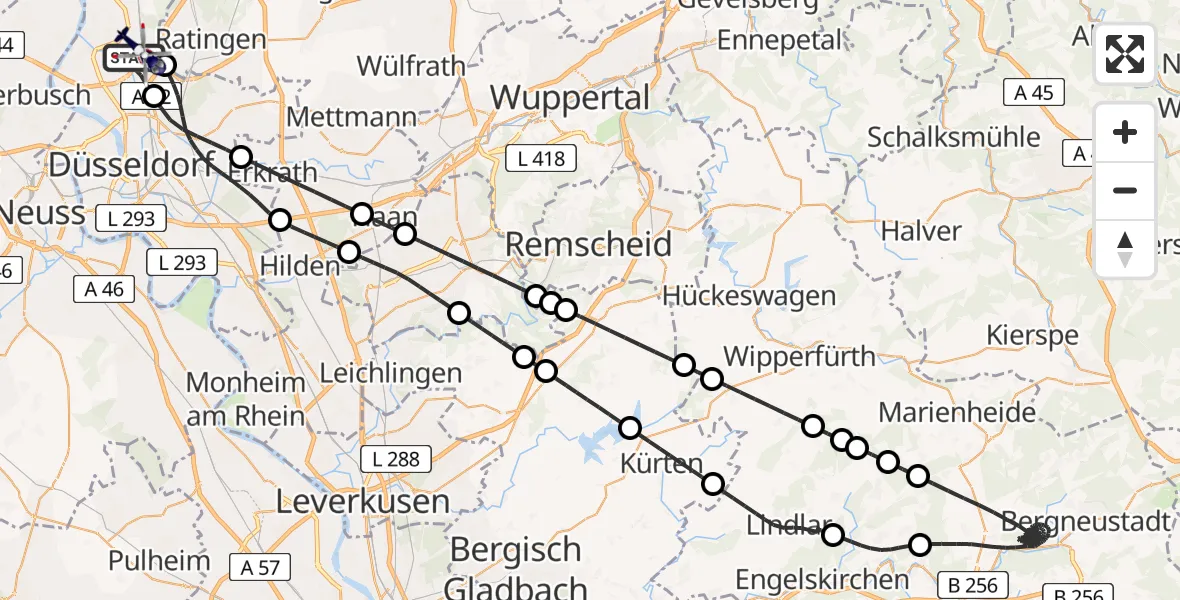 Flugroute Polizeihubschrauber Düsseldorf Flughafen - Düsseldorf Flughafen, 14 Juni 2026, 11:34