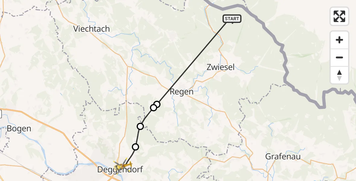 Flugroute Rettungshubschrauber Lindberg - Deggendorf, 14 Juni 2026, 11:42