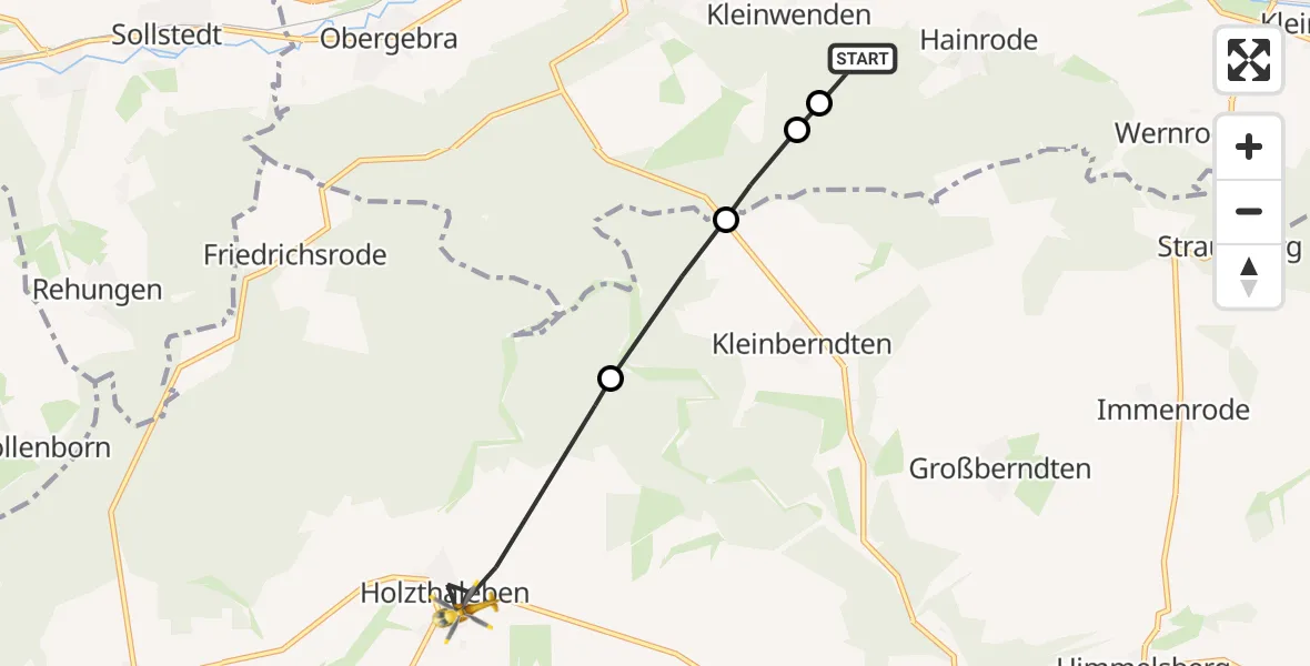 Flugroute Rettungshubschrauber Großlohra - Helbedündorf, 14 Juni 2026, 12:09