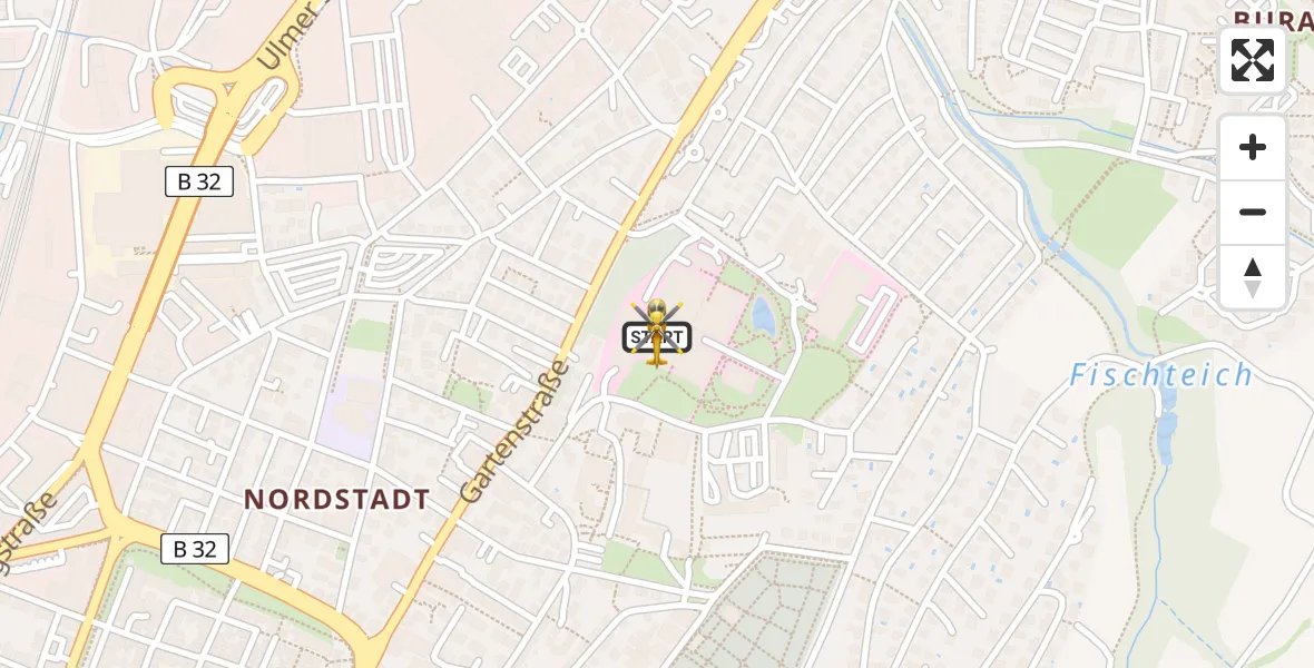 Flugroute Rettungshubschrauber Sankt Elisabeth Hospital - Sankt Elisabeth Hospital, 14 Juni 2026, 13:01