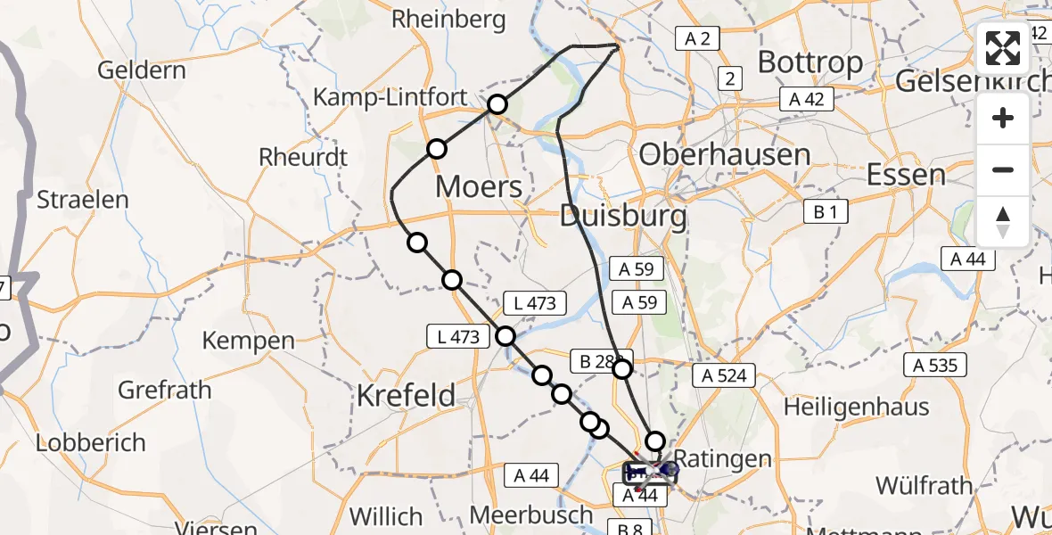 Flugroute Polizeihubschrauber Düsseldorf Flughafen - Düsseldorf Flughafen, 14 Juni 2026, 14:39