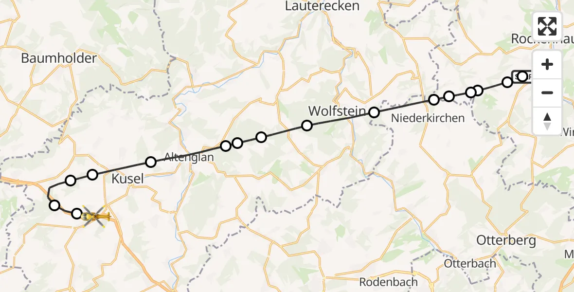 Flugroute Rettungshubschrauber Imsweiler UL - Konken, 14 Juni 2026, 15:20